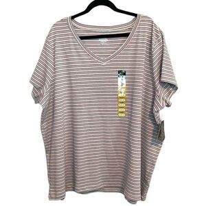NWT Noble Outfitters V-Neck Striped T-Shirt Top Women's Size 4X
